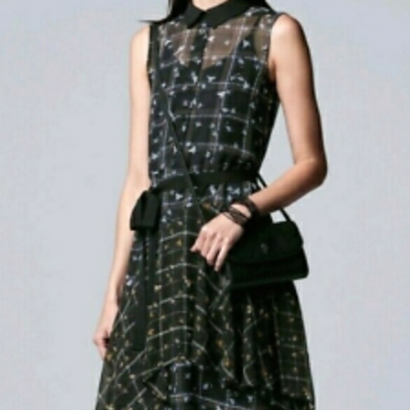 Petite Simply Vera wang print ruffle shirt dress S - Picture 12 of 14